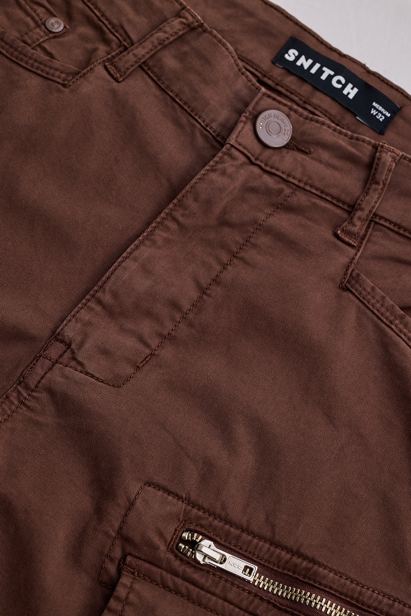 SNITCH Copper Brown Relaxed Fit Cargo Pants - view 2