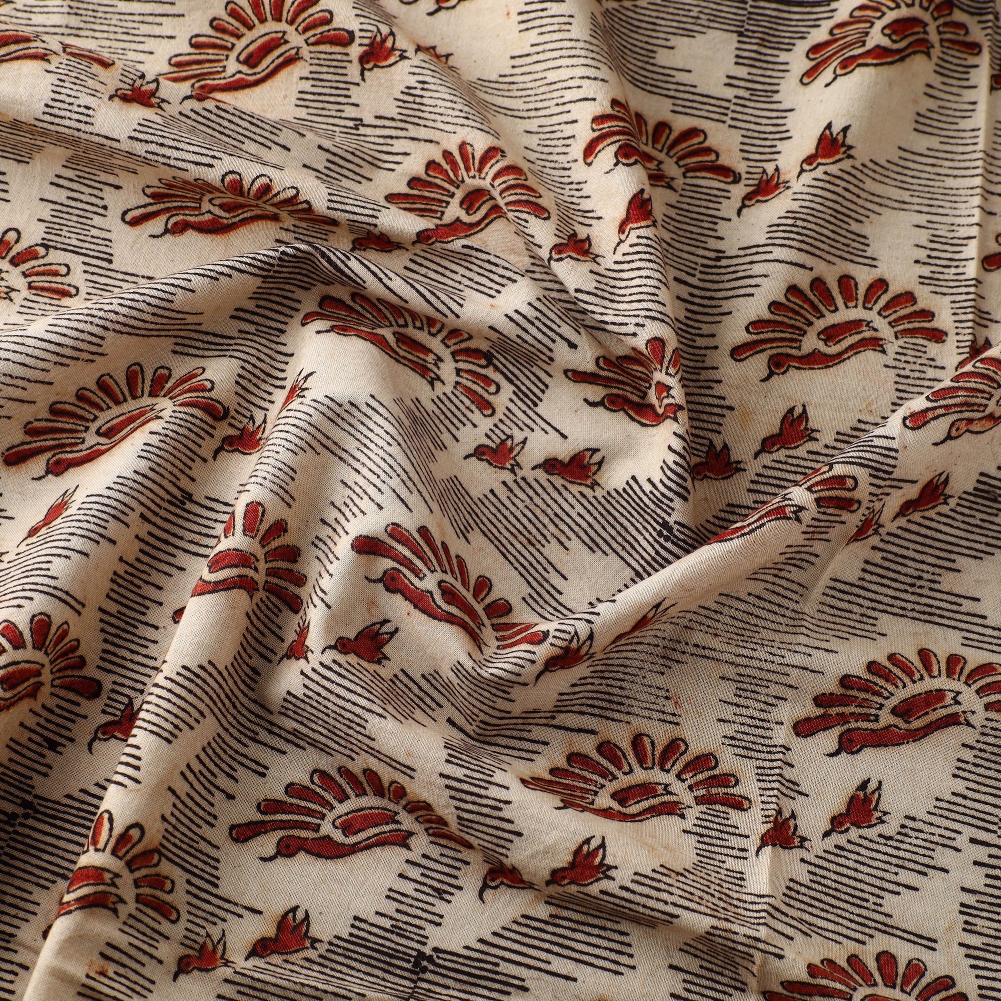 PITCHUKA SRINIVAS KALAMKARI PEDANA Beige - Block Print Cotton Pedana Kalamkari Fabric 18 - view 3