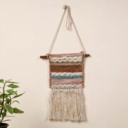 ITOKRI CRAFTS INITIATIVE Bhadohi Handwoven Wool Geometric Fringed Wall Hanging