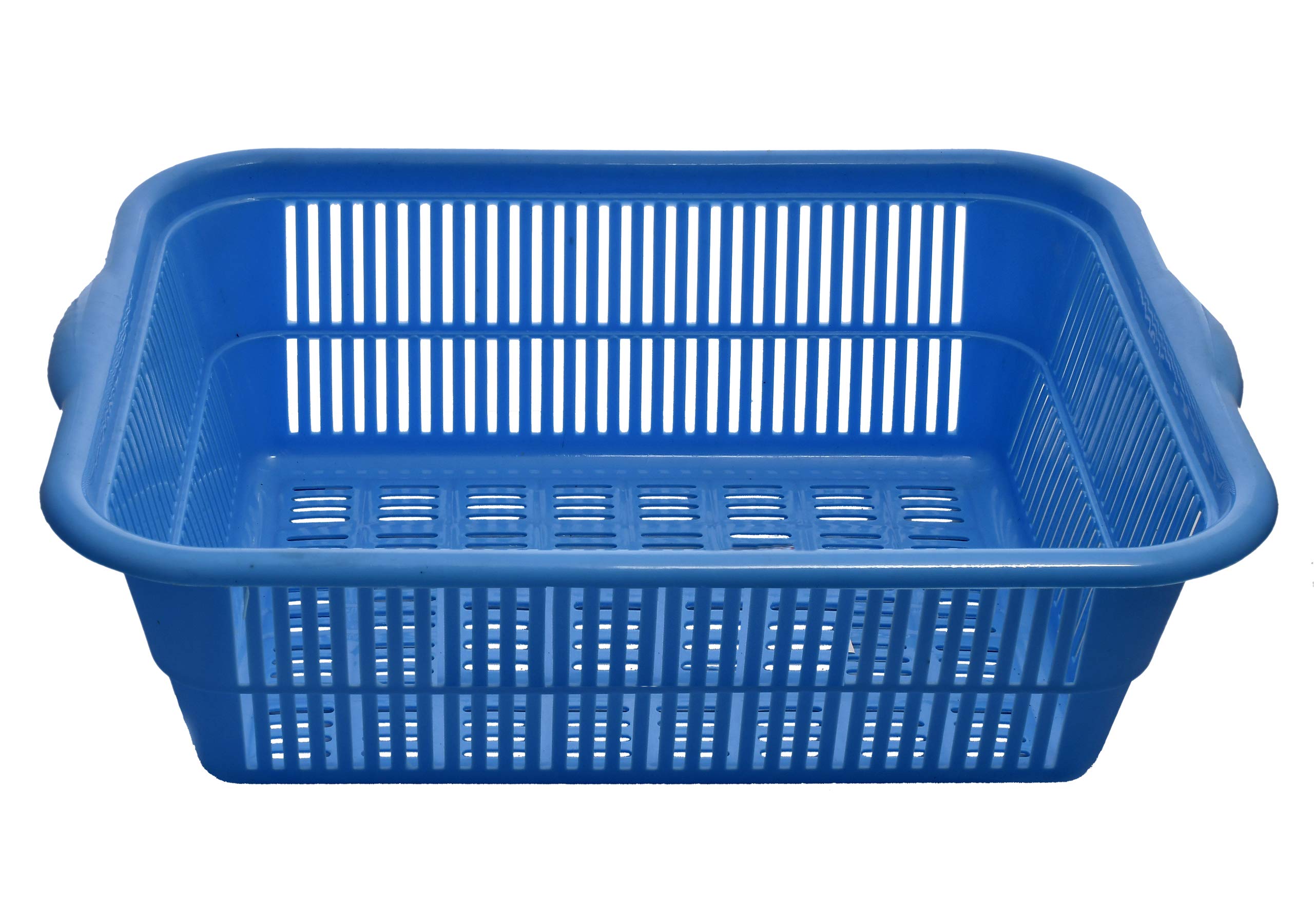 Kuber Industries 2 Pieces Plastic Kitchen Dish Rack Drainer Vegetables and Fruits Basket Dish Rack Multipurpose Organizers,Large Size,Blue & Red - view 2