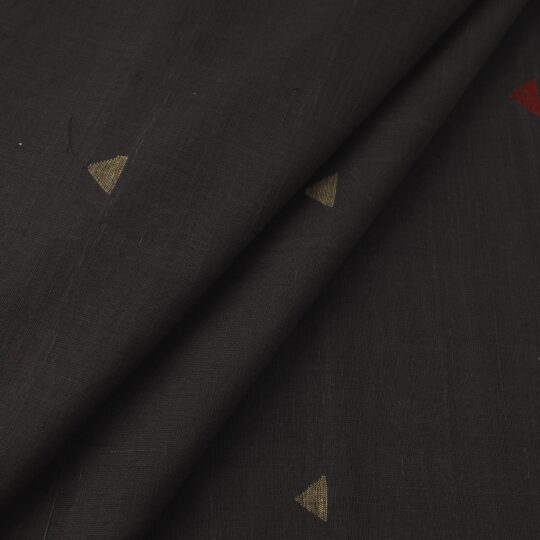 SOUTH KARGHA Black - Handspun Handloom Natural Dyed Cotton Jamdani Fabric 36 - view 2