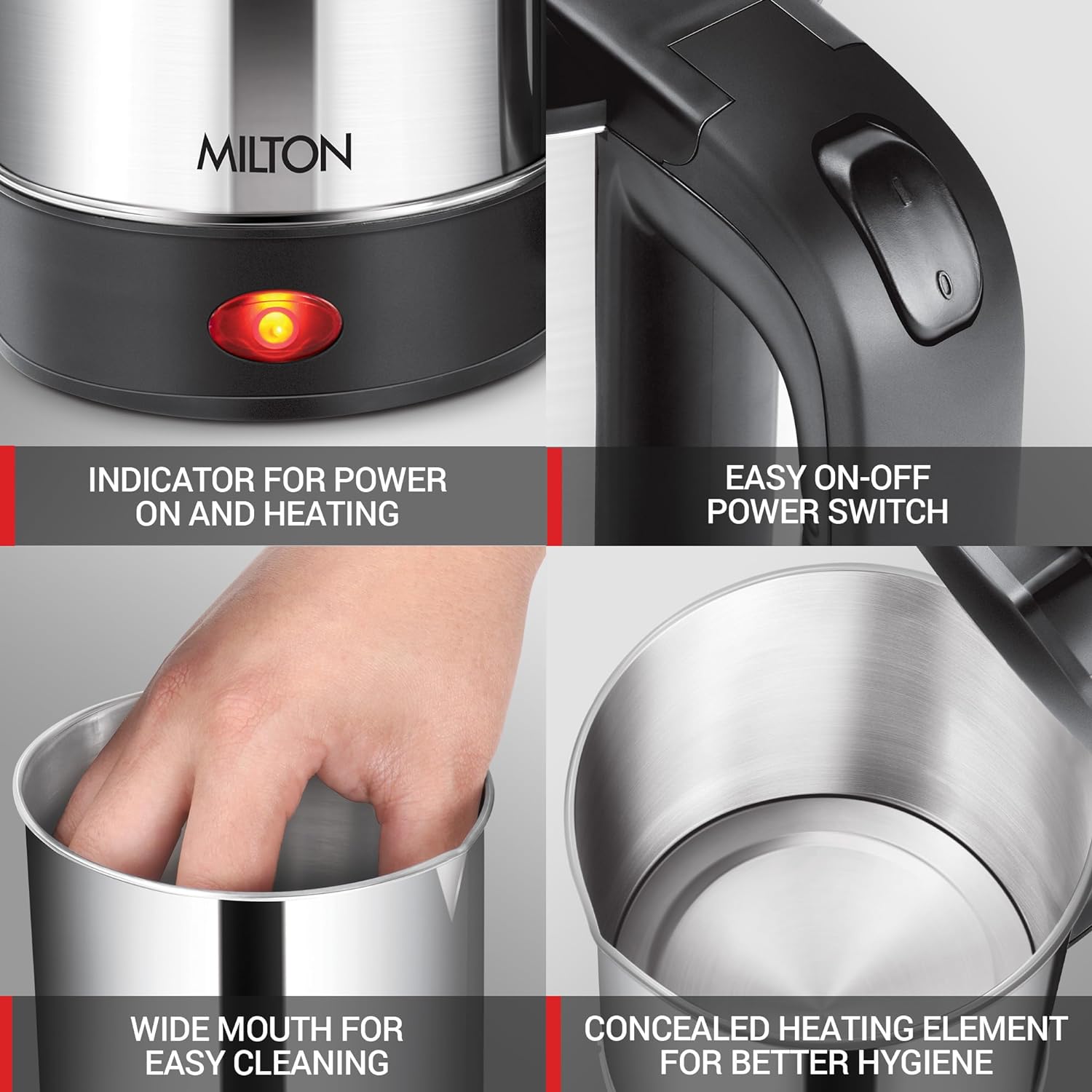 Electric Travel Kettle (Milton) – Silver - view 3