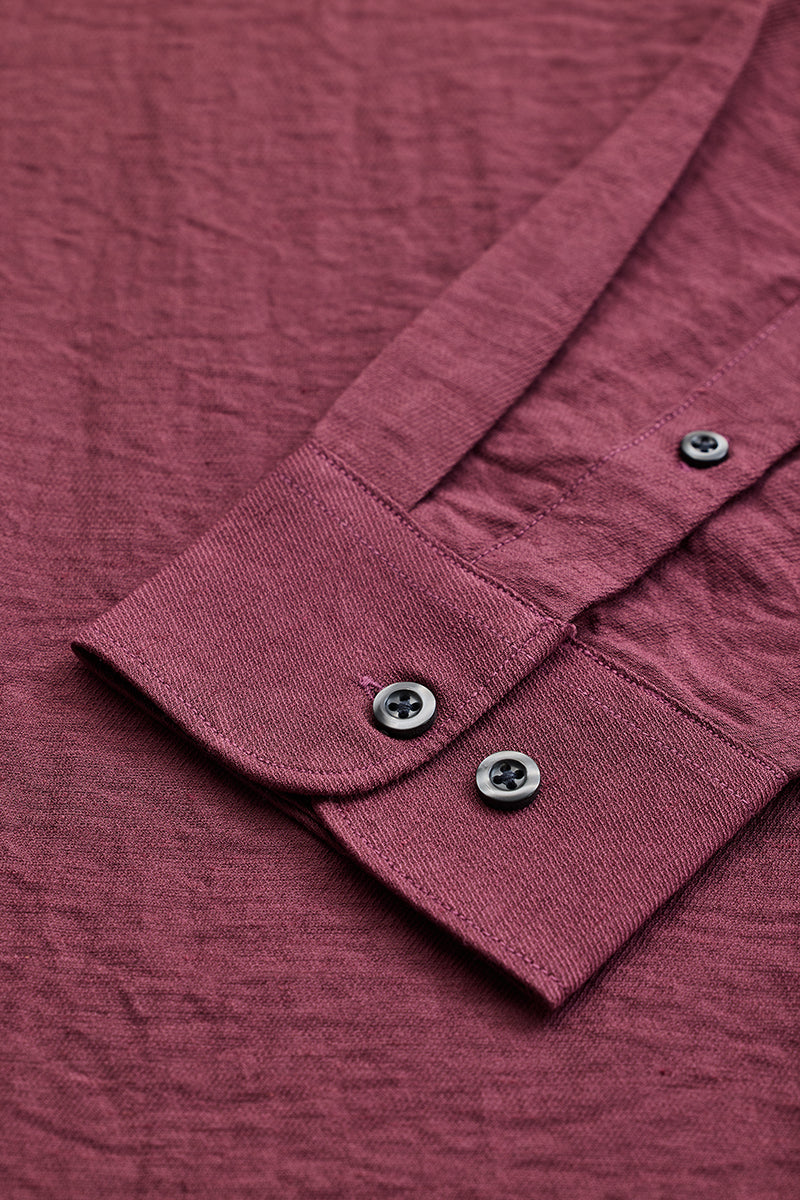 SNITCH Mauve Textured Linen Blend Shirt - view 8