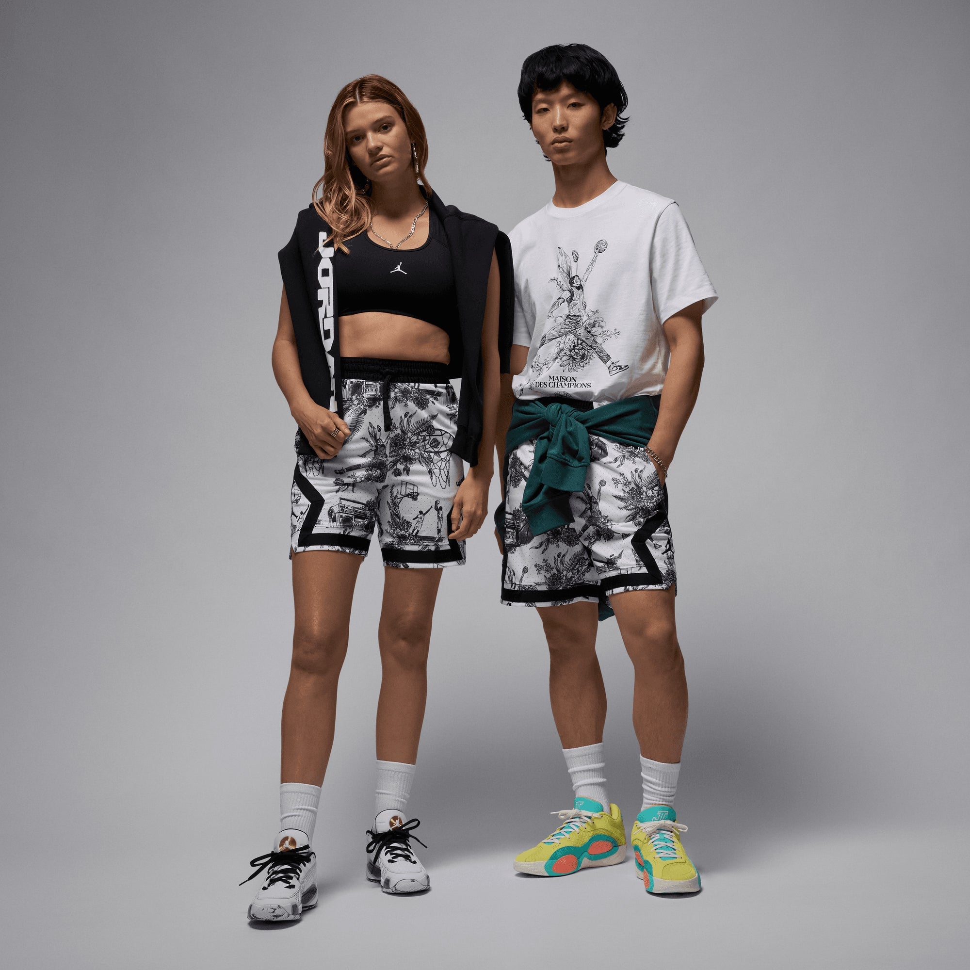 Jordan | Sport Dri-fit Printed Diamond Shorts { White/black/black - view 7