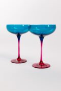 Estelle Colored Glass Estelle Colored Champagne Coupe - Set of 2 {Colorblock: Teal + Fuchsia}
