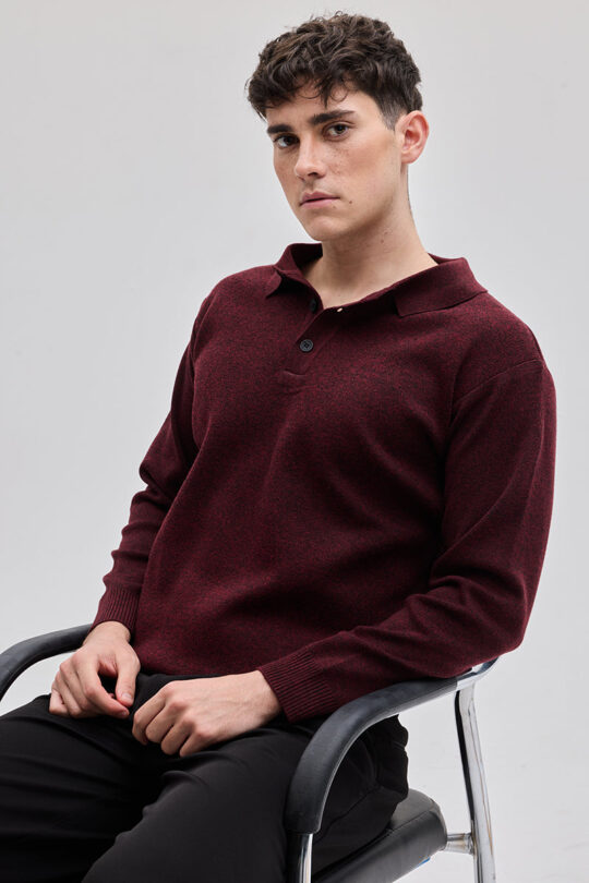 SNITCH Maroon Knitted Polo Sweater