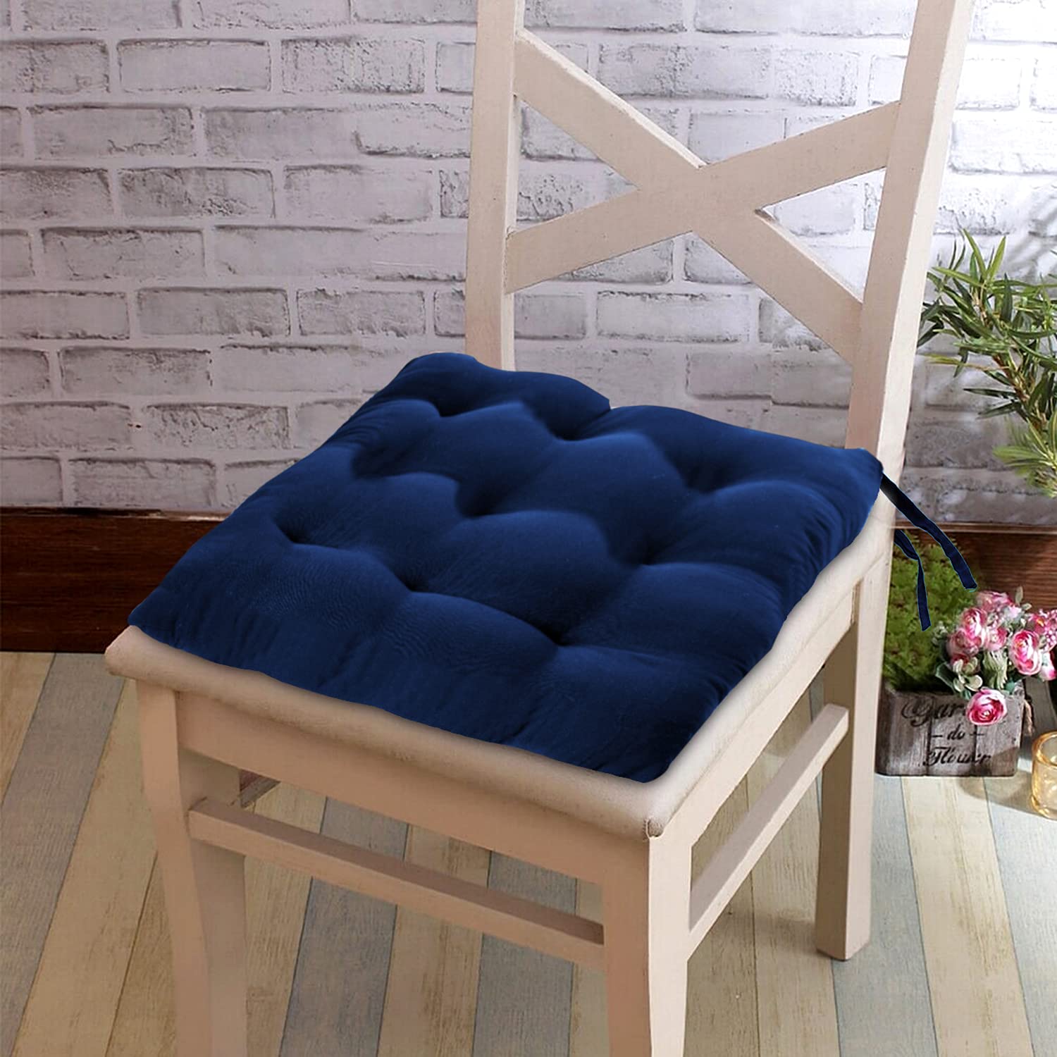 Kuber Industries Microfiber Chair Pad|Chair Cushion Pad for Office, Home|Sitting Cushion|Seat Cushion for Chair (Navy Blue) - view 4