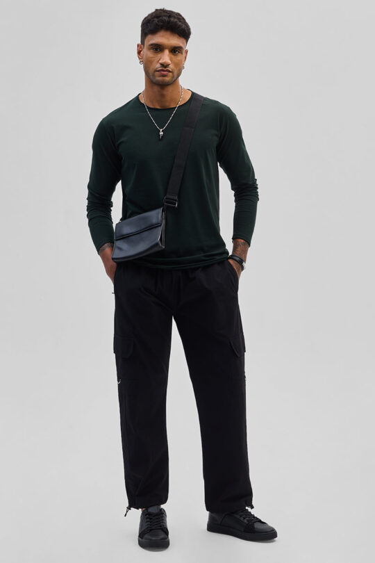 SNITCH Dark Green Stretch Full Sleeve T-Shirt - view 2