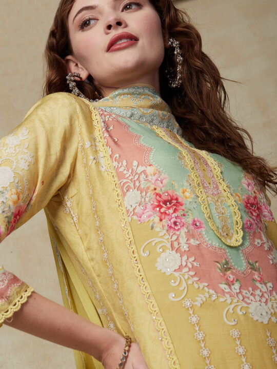 Fashor Floral & Geometric Printed Straight Fit Kurta with Pant & Dupatta - Sheen Green - view 2