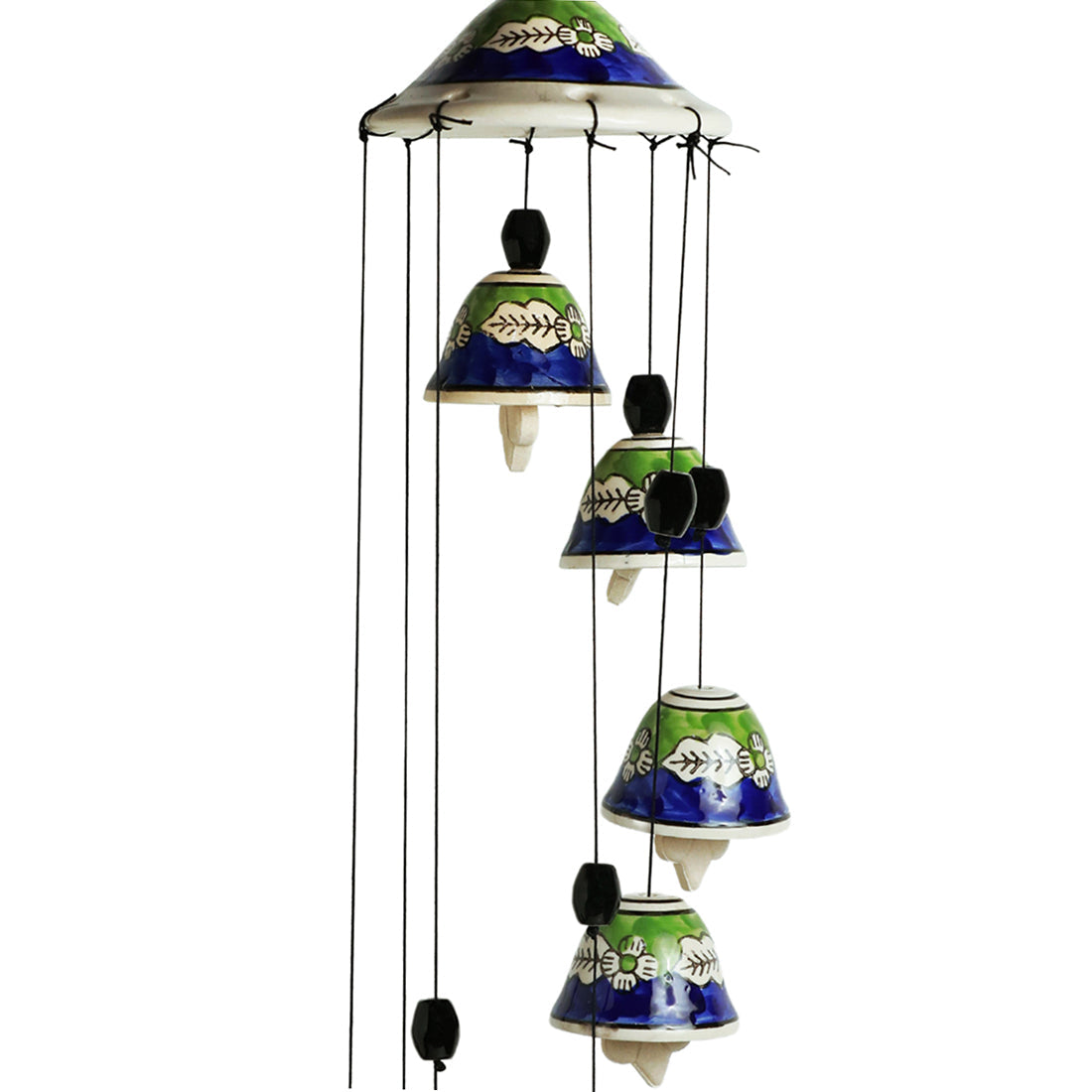EXCLUSIVELANE 'Blossoming Symphonies' Handpainted Decorative Hanging Bells Wind Chime In Ceramic (24 Inch) - view 3