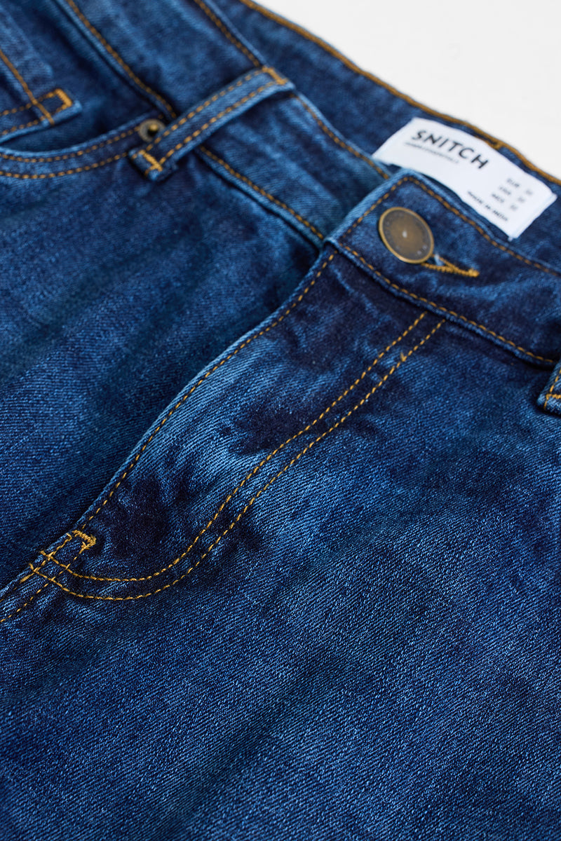 SNITCH Dark Blue Regular Fit Jeans - view 2