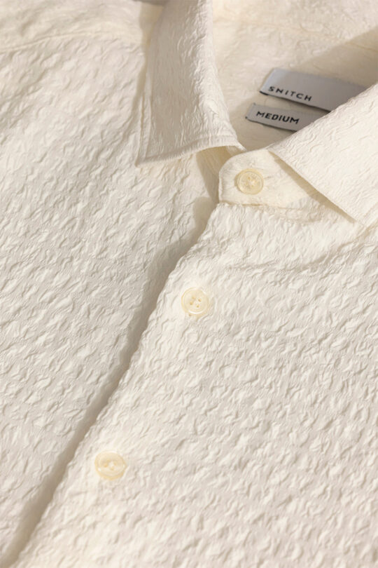 SNITCH AiryCheck Cream Seer Sucker Shirt - view 2