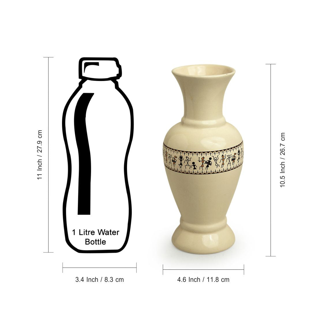 EXCLUSIVELANE 'Whispers of Warli' Handcrafted Ceramic Vase - view 5