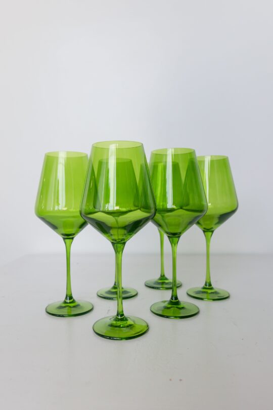 RH Signature Co. Estelle Colored Wine Stemware - Set of 6 {Forest Green}