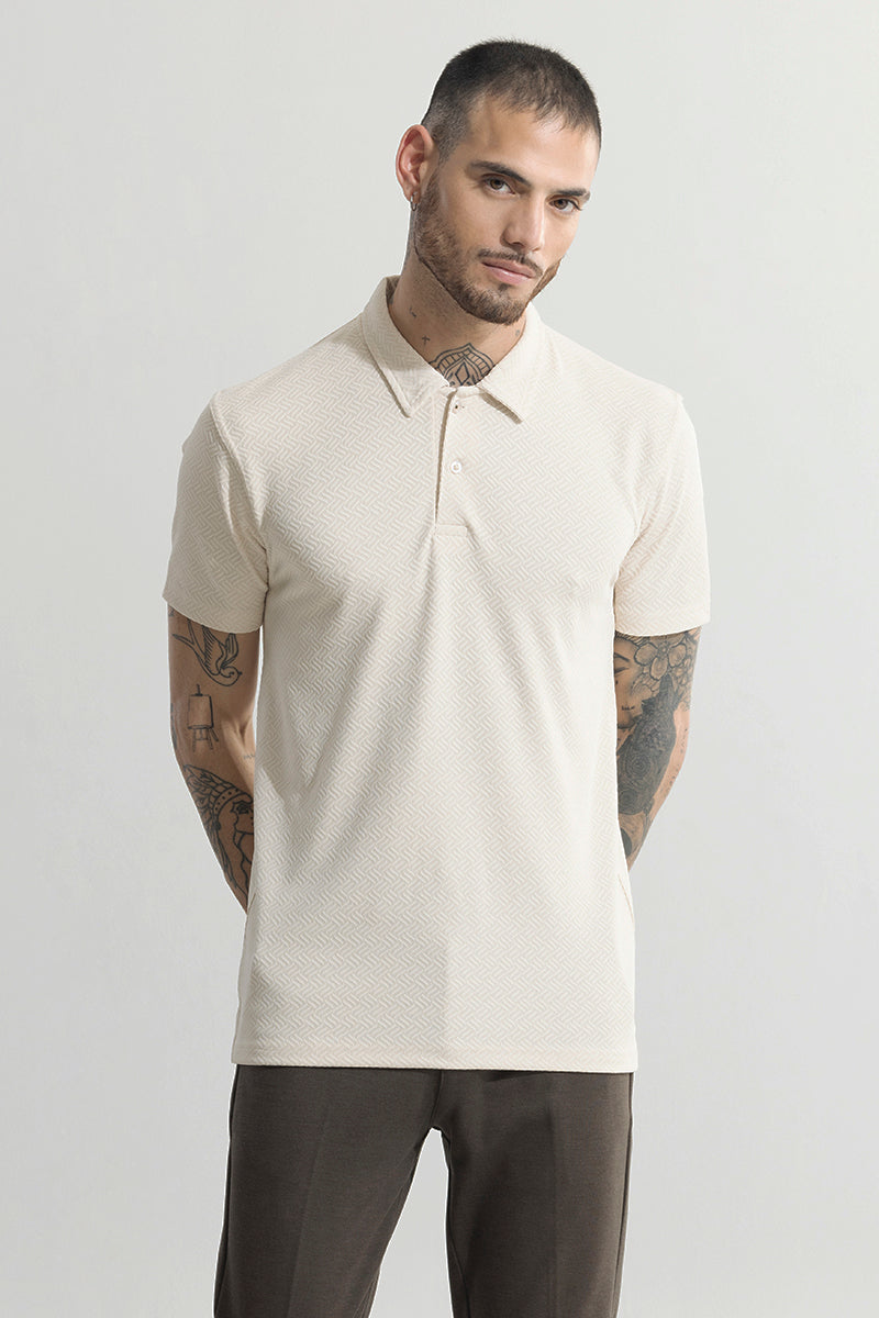 SNITCH Triline Knit Cream Polo T-Shirt - view 6