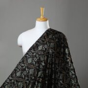 AJRAKH BY JABBAR KHATRI Black - Block Printed Velvet Natural Dyed Ajrakh Fabric 01