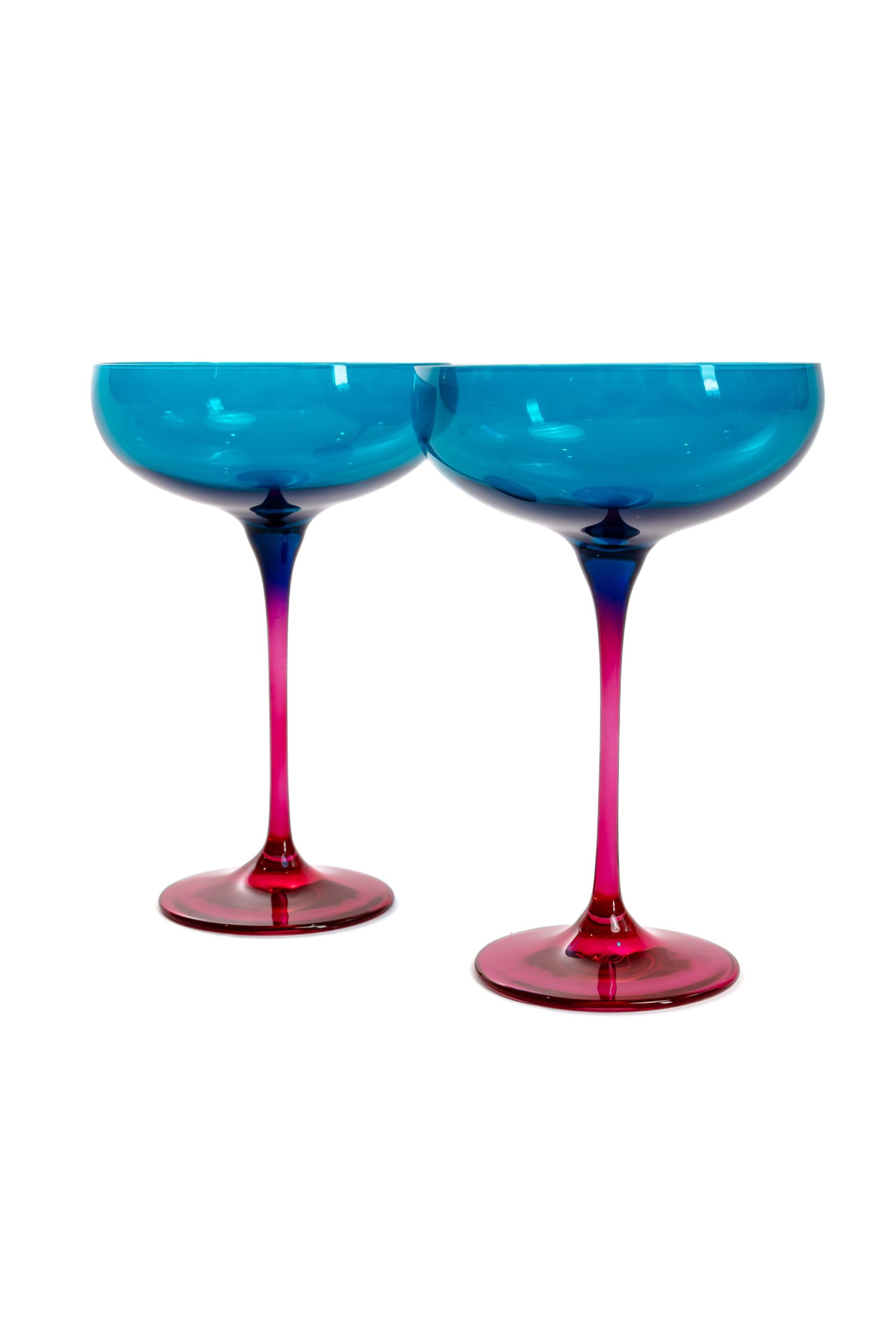 Estelle Colored Glass Estelle Colored Champagne Coupe - Set of 2 {Colorblock: Teal + Fuchsia} - view 5