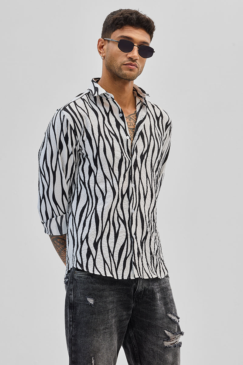 SNITCH White Abstract Printed Shirt