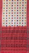 IndianVillèz White Ashwini Theme Sambalpuri Cotton Saree